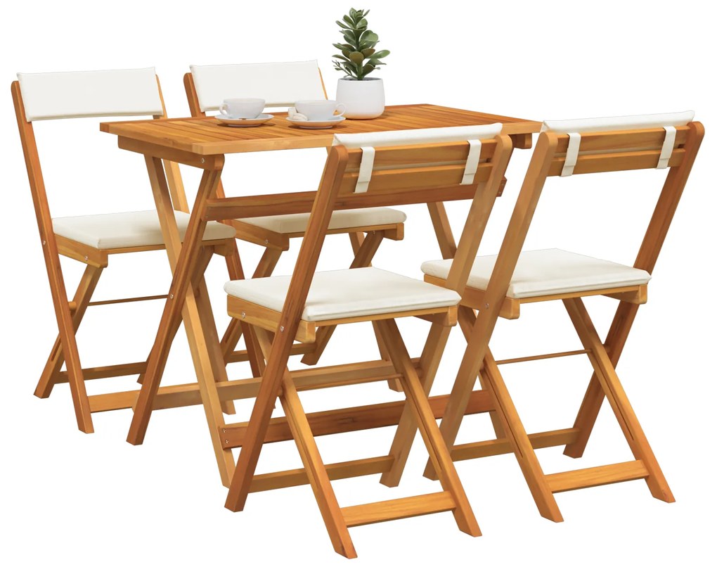 vidaXL Σετ Bistro 5 τεμαχίων με Μαξιλάρια από Ξύλο Ακακίας
