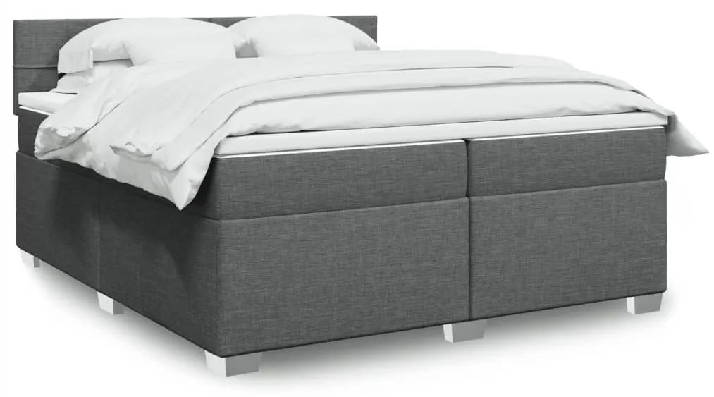 ΚΡΕΒΑΤΙ BOXSPRING ΜΕ ΣΤΡΩΜΑ ΣΚΟΥΡΟ ΓΚΡΙ 200X200 ΕΚ. ΥΦΑΣΜΑΤΙΝΟ 3285996