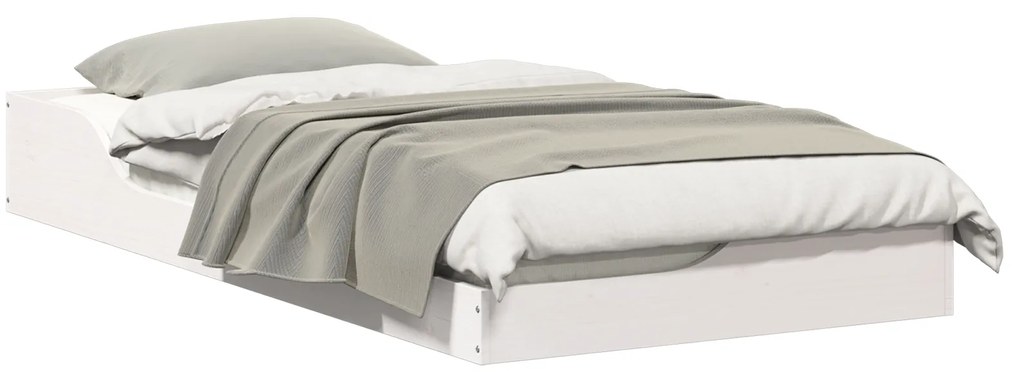 vidaXL Κρεβάτι δαπέδου Λευκό 90 x 190 cm Συμπαγές ξύλο πεύκου