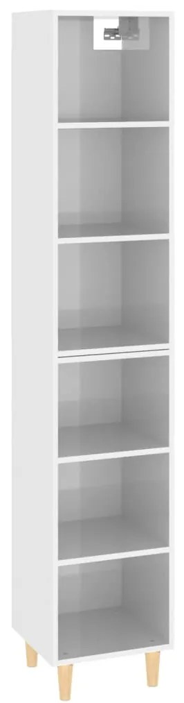 vidaXL Ντουλάπι Γυαλιστερό Λευκό 34,5x32,5x180 εκ. Επεξεργασμένο Ξύλο
