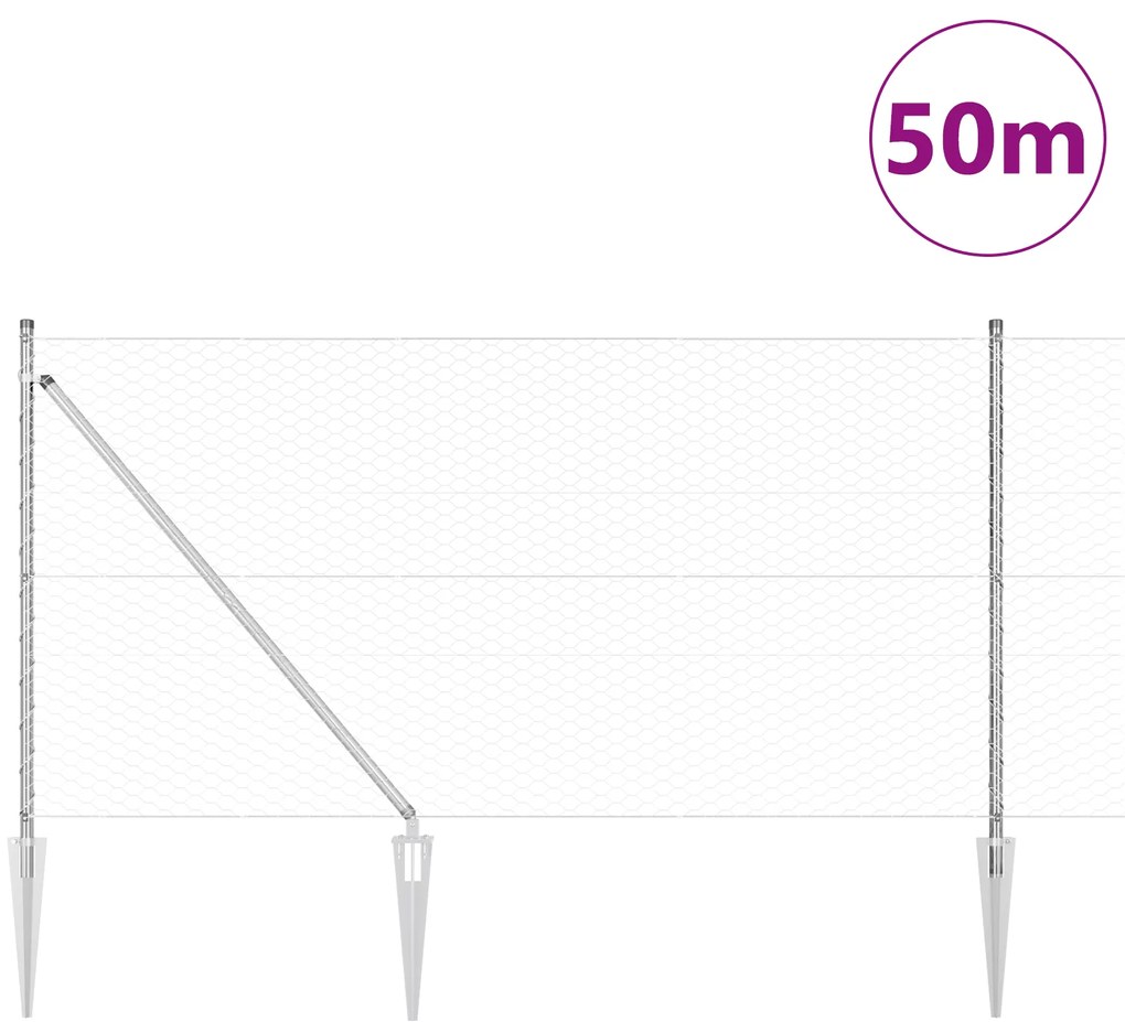vidaXL Γαλβανισμένος Στρόγγυλος Φράκτης 1x50 μ