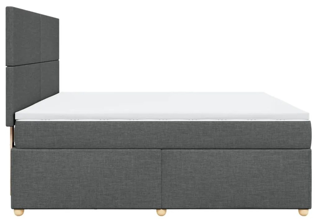 vidaXL Κρεβάτι Boxspring με Στρώμα Σκούρο Γκρι 180x200 εκ Υφασμάτιν