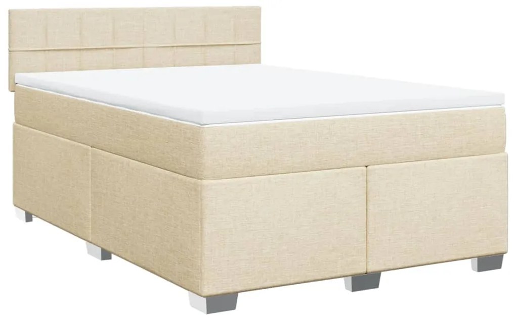 vidaXL Κρεβάτι Boxspring με Στρώμα Κρεμ 160x200 εκ. Υφασμάτινο