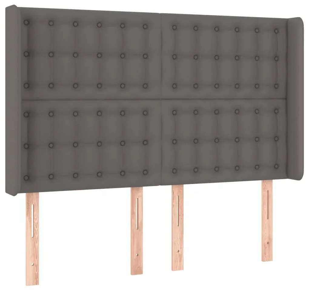 Κεφαλάρι Κρεβατιού LED Γκρι 147x16x118/128 εκ. Συνθετ. Δέρμα - Γκρι
