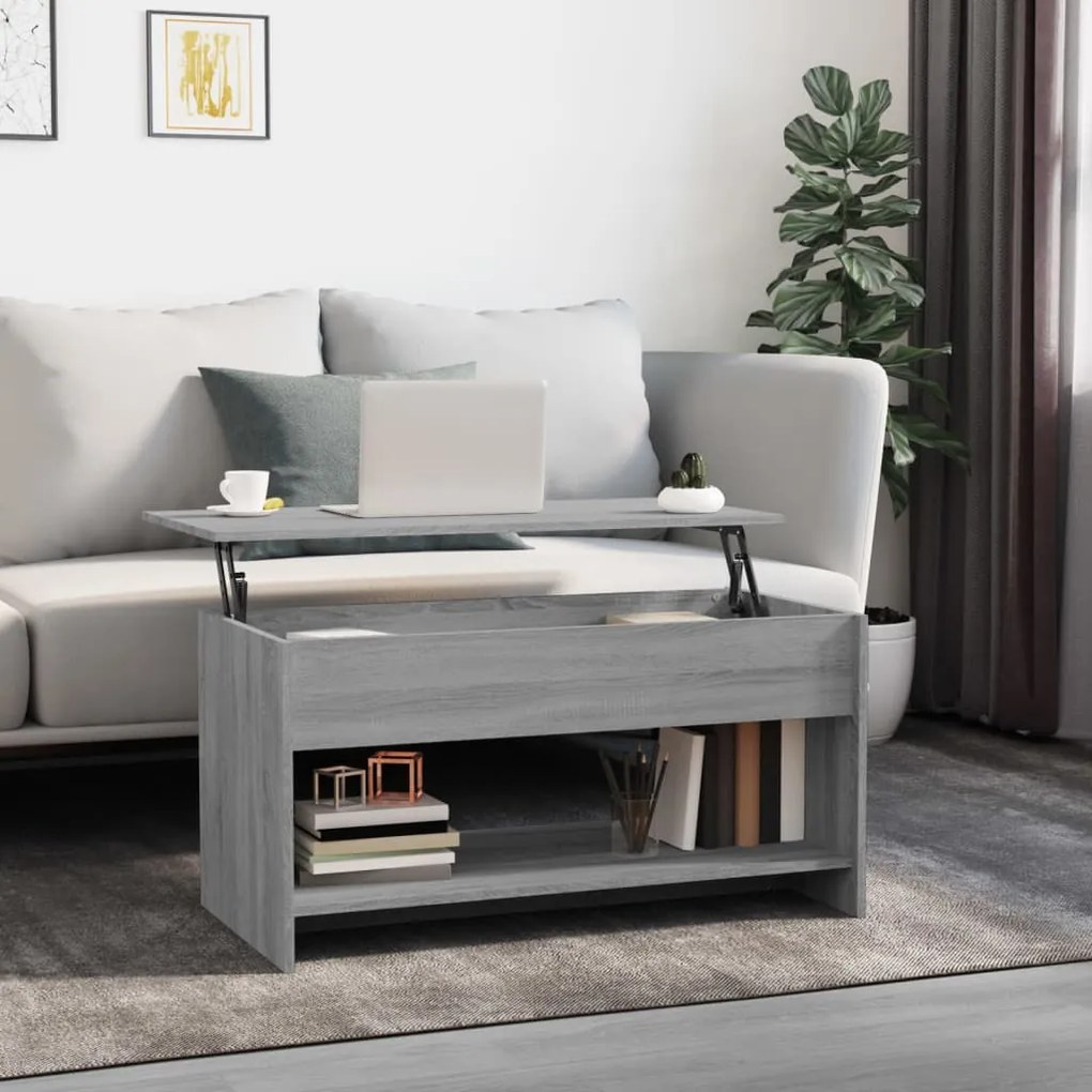 vidaXL Τραπεζάκι Σαλονιού Γκρι Sonoma102x50x52,5 εκ.Επεξεργασμένο Ξύλο