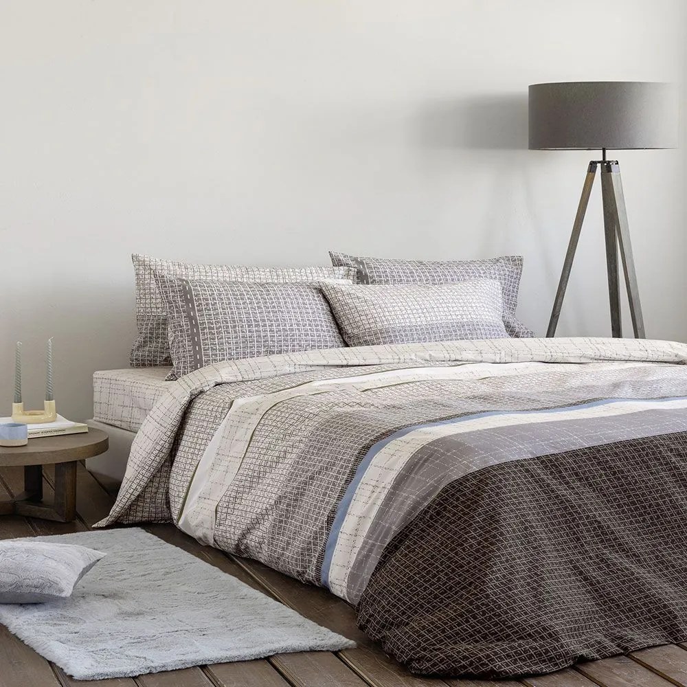Παπλωματοθήκη Sharp (Σετ 2τμχ) Beige-Brown Nima Μονό 160x240cm 100% Βαμβάκι