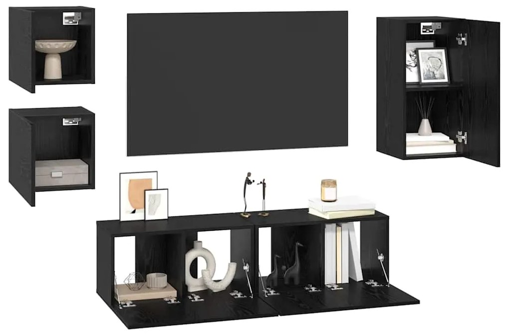 vidaXL Σετ επίπλου τηλεόρασης 5 pcs Μαύρη δρυς 160 x 30 x 30.5 εκ.