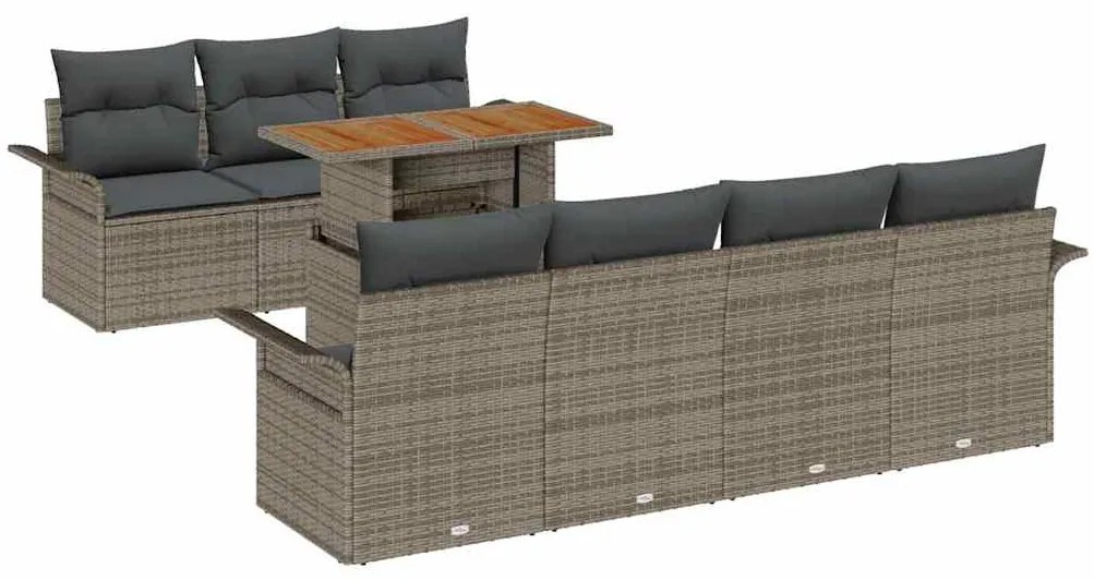vidaXL Σετ Καναπέ Κήπου με μαξιλάρι 8 pcs Γκρι 100 x 55 x 73 εκ