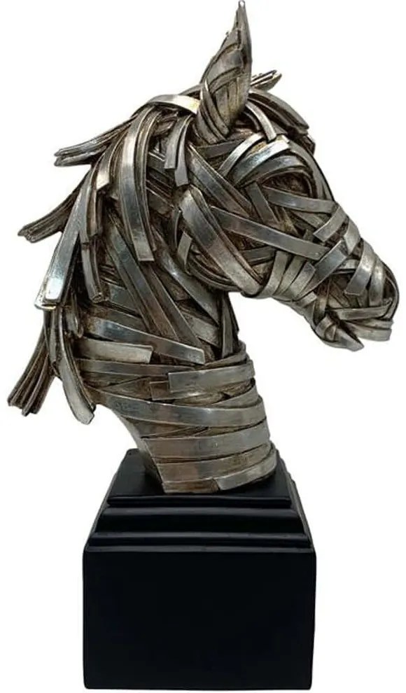 Διακοσμητική Φιγούρα Horse 279-225-311 20x11x33cm Silver-Black Πολυρεσίνη