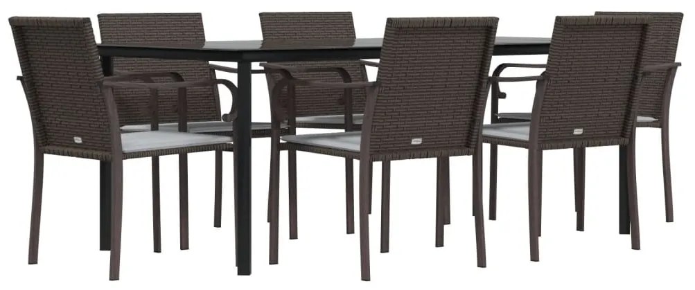 vidaXL Σετ Τραπεζαρίας Κήπου 7 τεμ. Συνθ. Ρατάν / Ατσάλι με Μαξιλάρια