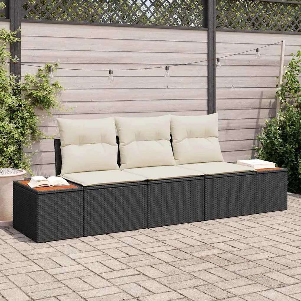 vidaXL Σετ Καναπέ Κήπου 3 pcs Μαύρο και κρεμ 239 x 62 x 85 εκ