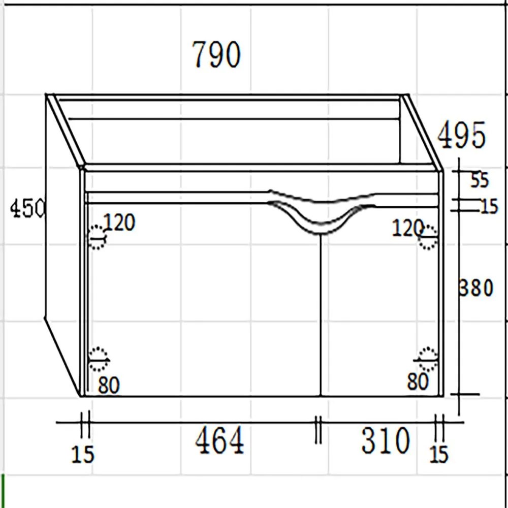 Πάγκος μπάνιου με Νιπτήρα DIVA 80 Ανθρακί 80x50x45 εκ. 80x50x45 εκ.