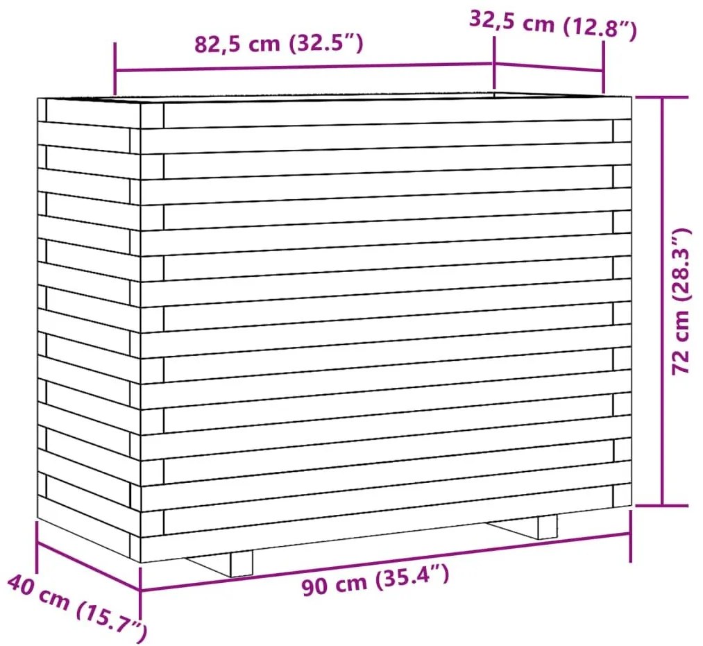 Ζαρντινιέρα Λευκή 90x40x72 εκ. από Μασίφ Ξύλο Πεύκου - Λευκό