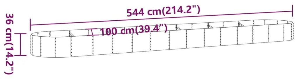 Ζαρντινιέρα Πράσινη 544x100x36 εκ. Ατσάλι Ηλεκτρ. Βαφή Πούδρας - Πράσινο