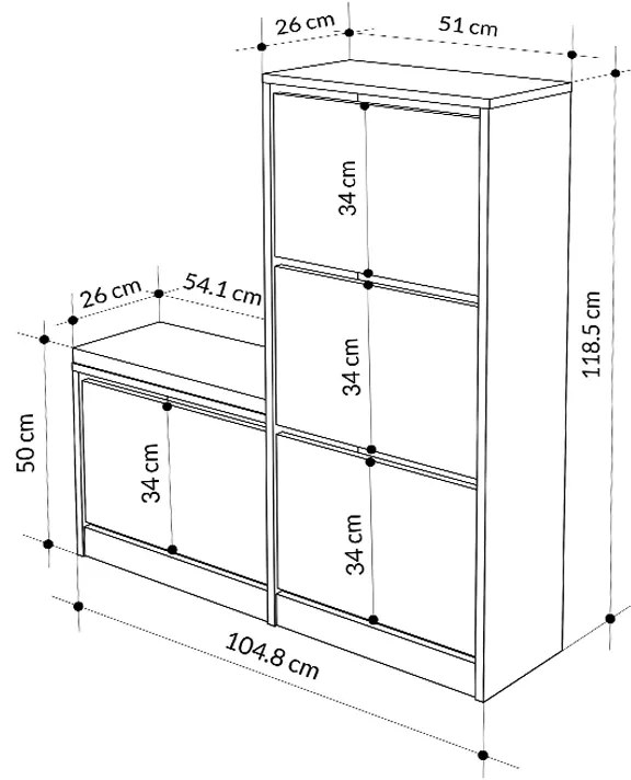 Παπουτσοθήκη Dude Megapap χρώμα sapphire oak 104,8x26x118,5εκ.