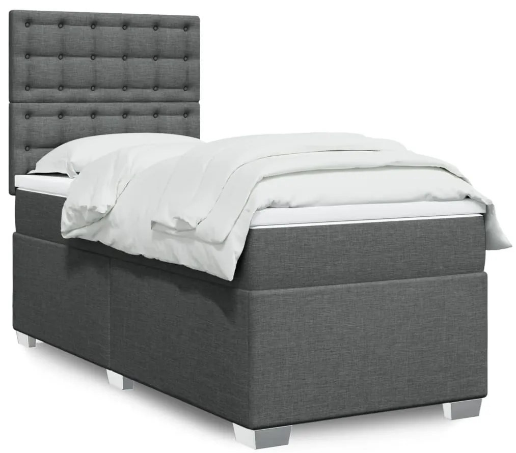 vidaXL Κρεβάτι Boxspring με Στρώμα Σκούρο Γκρι 80x200 εκ. Υφασμάτινο