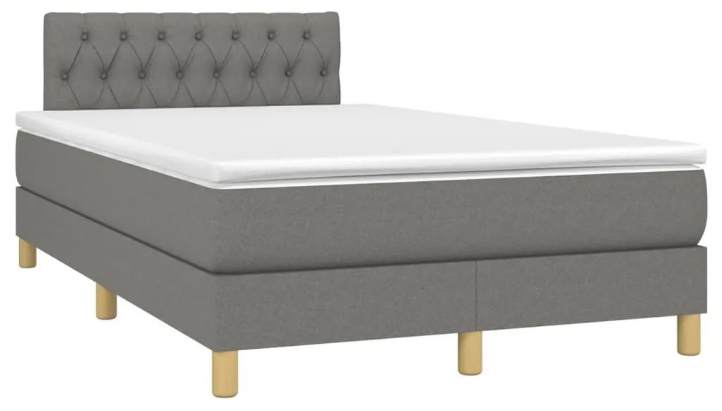 Κρεβάτι Boxspring με Στρώμα Σκούρο Γκρι 120x190 εκ Υφασμάτινο - Γκρι