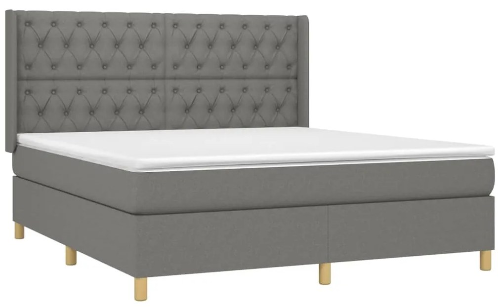 vidaXL Κρεβάτι Boxspring με Στρώμα Σκούρο Γκρι 160x200 εκ Υφασμάτινο