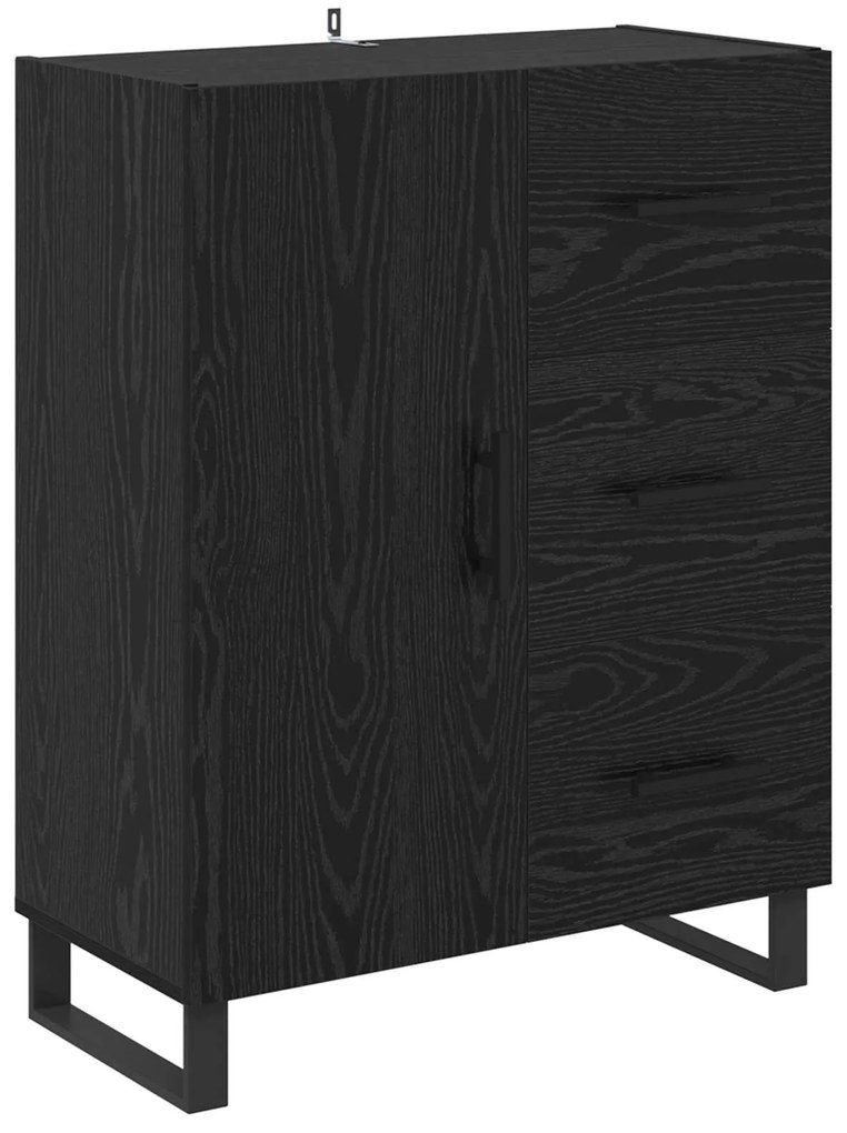 vidaXL Highboard με συρτάρι 2 pcs Μαύρη Οξυά Σύνθετο Ξύλο και Γυαλί