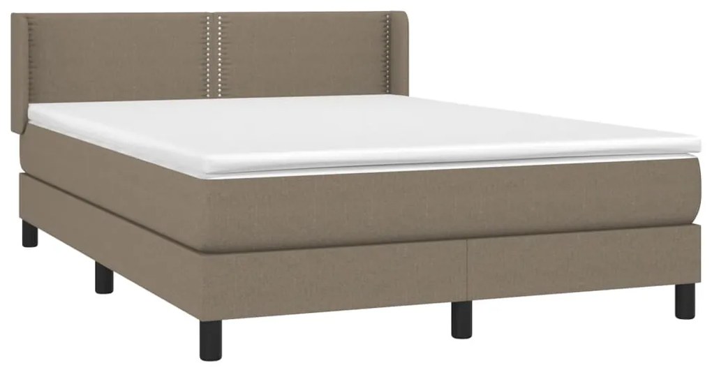 Κρεβάτι Boxspring με Στρώμα Taupe 140x190 εκ. Υφασμάτινο - Μπεζ-Γκρι