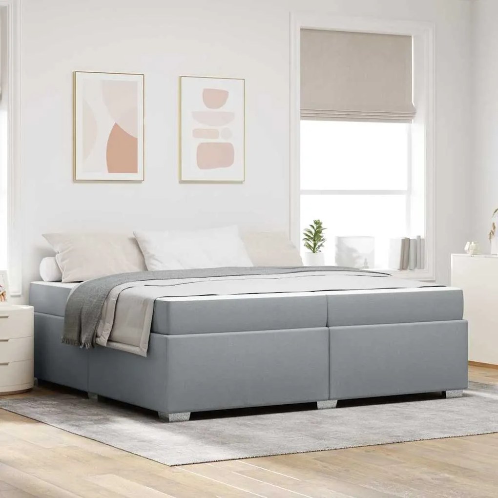 vidaXL Σκελετός Κρεβατιού Ανοιχτό γκρι 200 x 200 cm ύφασμα