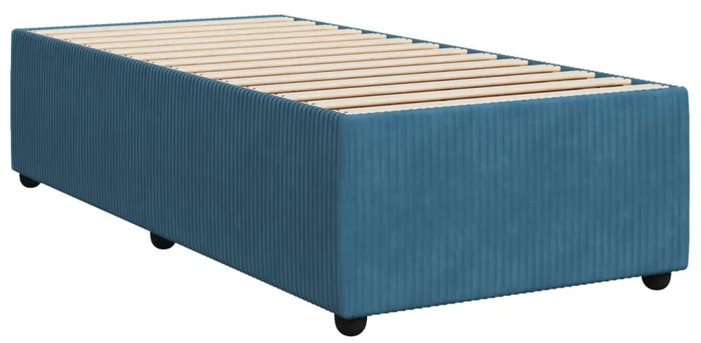 vidaXL Κρεβάτι Boxspring με Στρώμα Μπλε 90x200 εκ. Βελούδινο