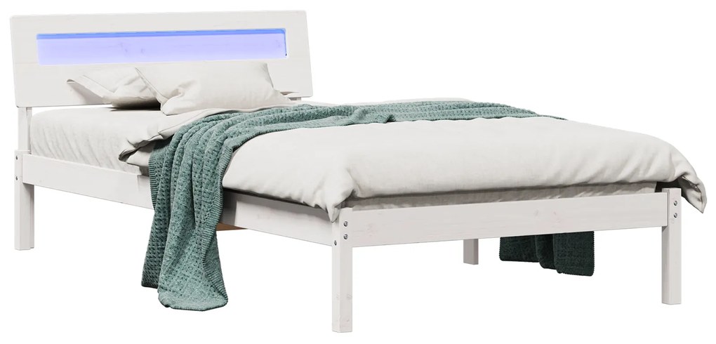 vidaXL Σκελετός Κρεβατιού Λευκό 75 x 190 cm Μασίφ ξύλο πεύκου