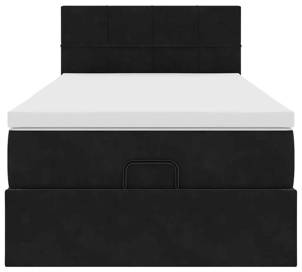 vidaXL Οθωμανικό κρεβάτι με στρώμα Μαύρο 90x200cm Velvet