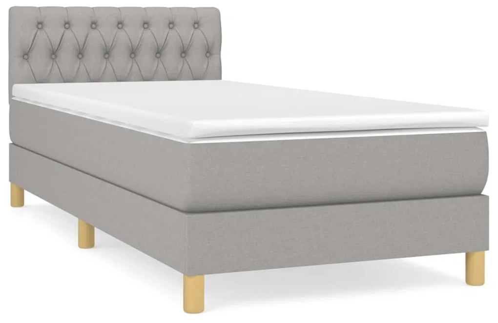 ΚΡΕΒΑΤΙ BOXSPRING ΜΕ ΣΤΡΩΜΑ ΑΝΟΙΧΤΟ ΓΚΡΙ 100X200 ΕΚ. ΥΦΑΣΜΑΤΙΝΟ 3140833