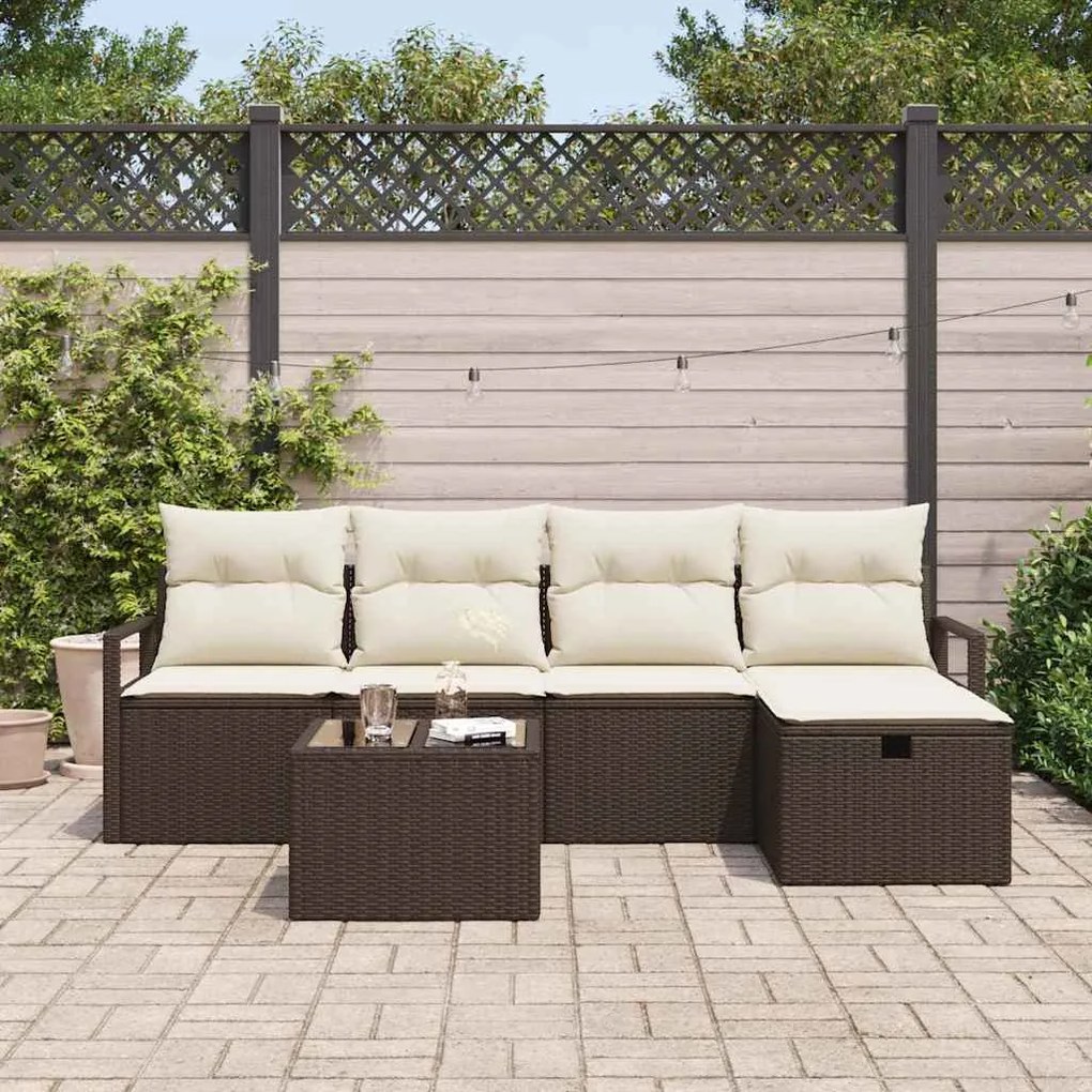 vidaXL Σετ Καναπέ Κήπου 6 pcs Καφέ και κρεμ 230 x 117 x 85 εκ.