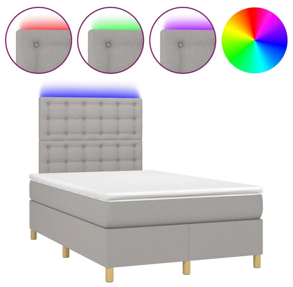 ΚΡΕΒΑΤΙ BOXSPRING ΜΕ ΣΤΡΩΜΑ &amp; LED ΑΝ.ΓΚΡΙ 120X200 ΕΚ ΥΦΑΣΜΑΤΙΝΟ 3135741