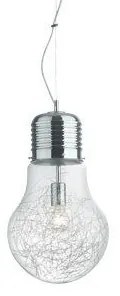 Φωτιστικό κρεμαστό LUCE MAX SP1 σχήμα λάμπα γυαλί-χρώμιο με σύρμα Ideal Lux-33679-Χρώμιο 033679