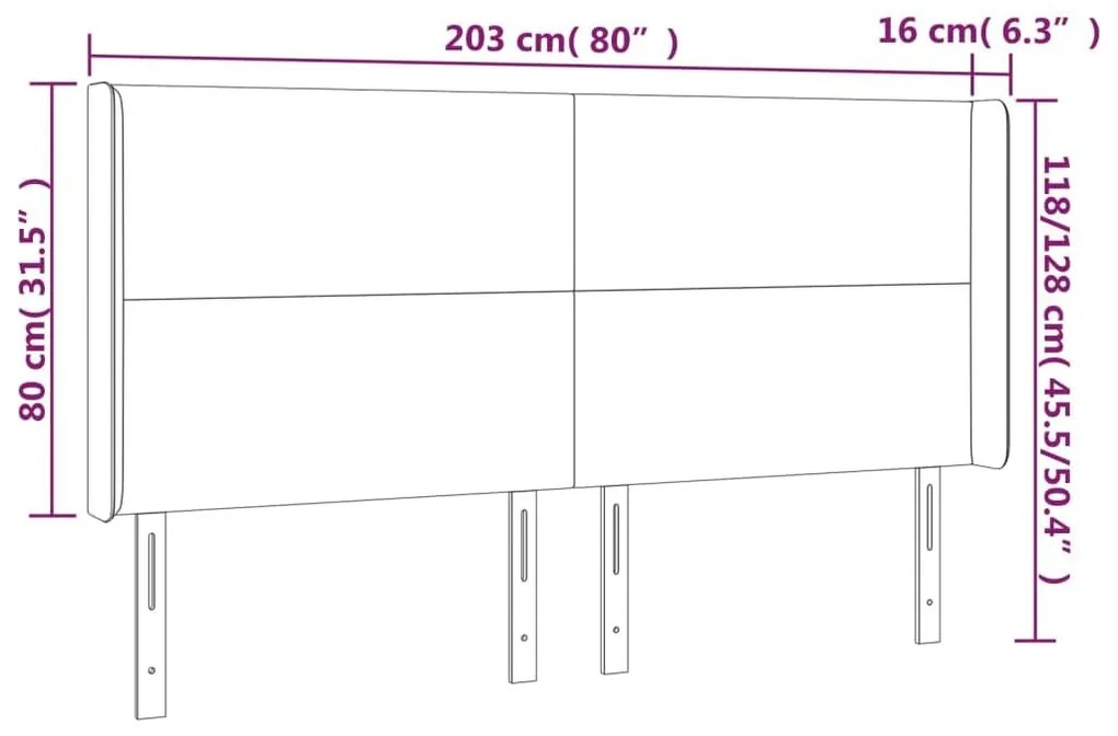 Κεφαλάρι με Πτερύγια Μπλε 203x16x118/128 εκ. Υφασμάτινο - Μπλε
