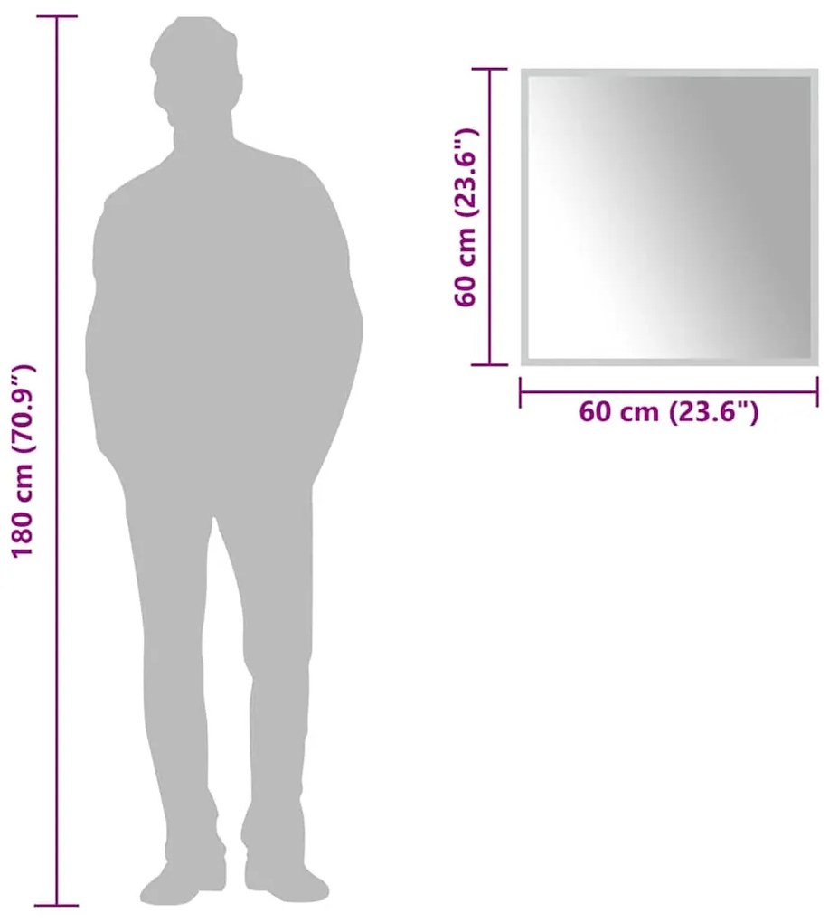 vidaXL Καθρέφτης Μπάνιου με LED 60x60 εκ.