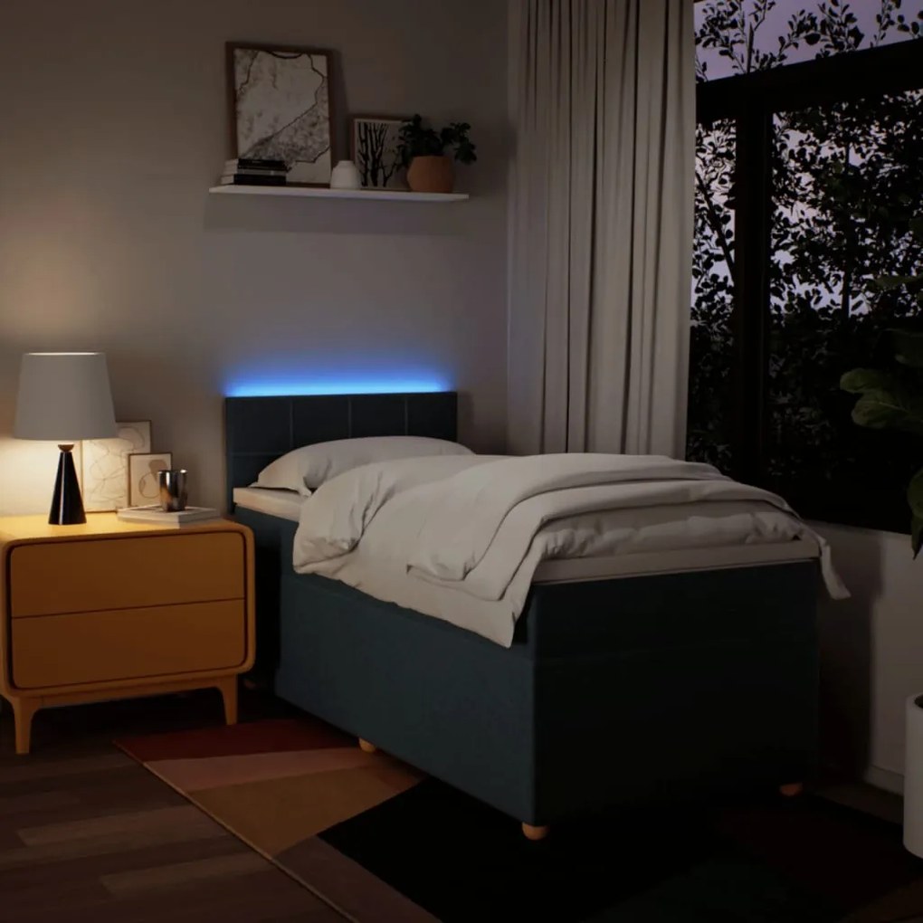 vidaXL Κρεβάτι Boxspring με Στρώμα Μπλε 100 x 200 εκ. Υφασμάτινο