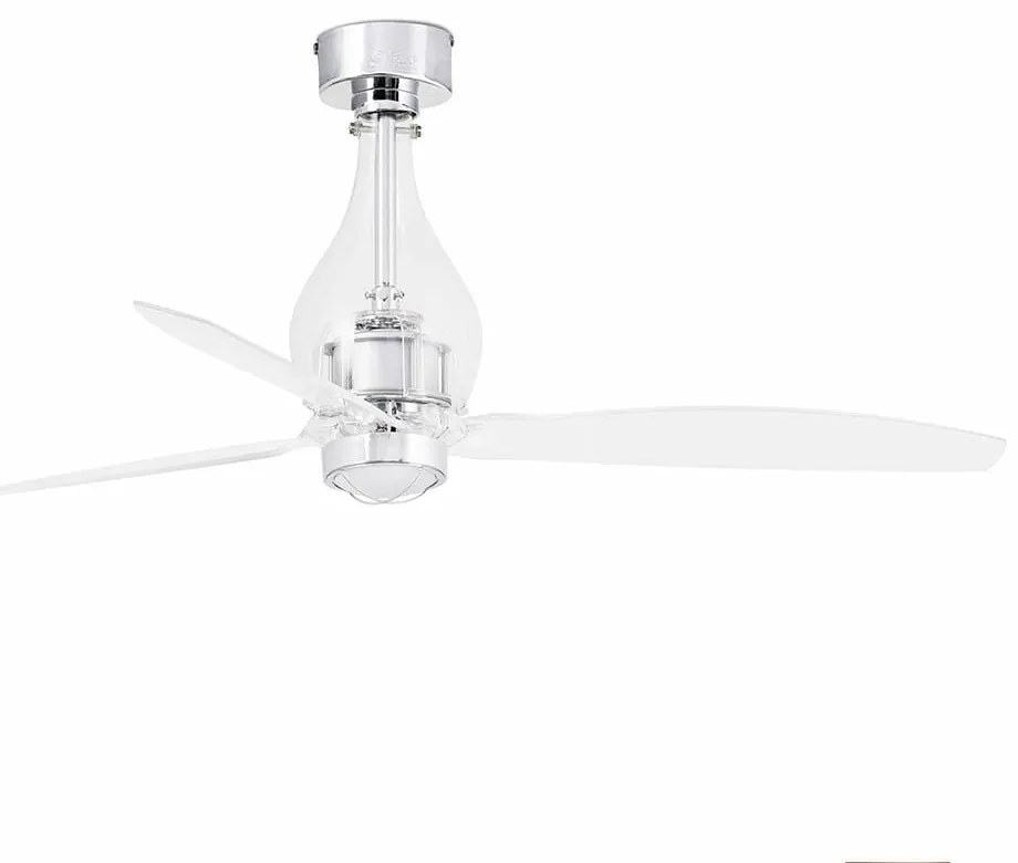 Ανεμιστήρας Οροφής Mini Eterfan 33382-9 Με Φως Led 16W 3000K Και Τηλεχειριστήριο D128cm Shiny Chrome Faro Barcelona