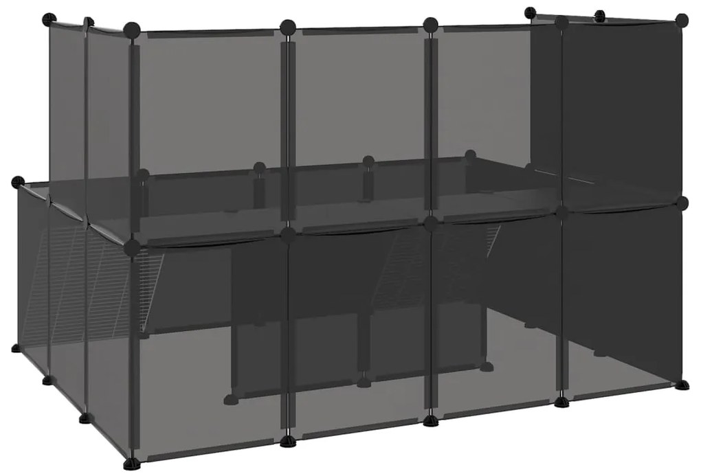 vidaXL Κλουβί Μικρών Ζώων Μαύρο 143x107x93 εκ. Πολυπροπυλένιο &amp; Ατσάλι