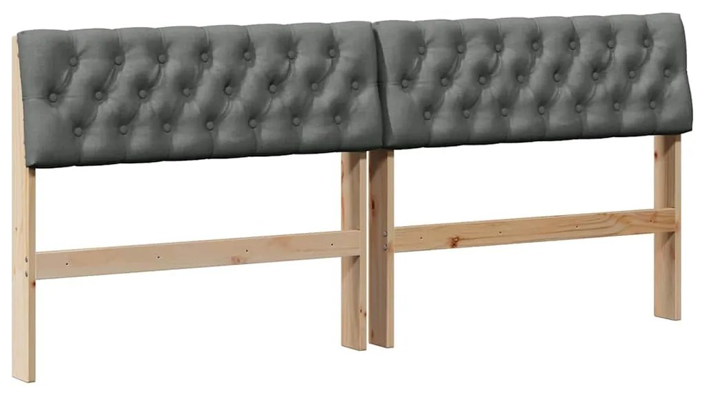 vidaXL Ταπετσαρισμένο κεφαλάρι Σκούρο Γκρι 180 cm Στερεά ξυλεία πεύκου