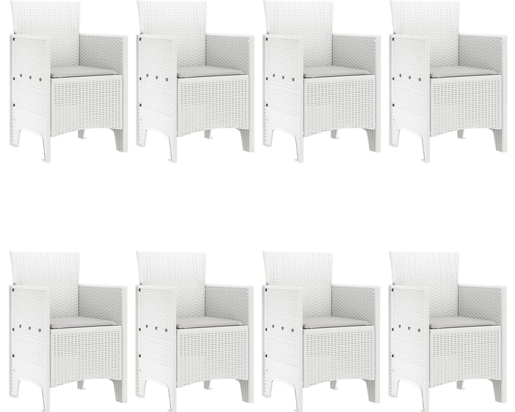 vidaXL Σέτ φαγητού για κήπο 9 pcs Λευκό Rattan Polt