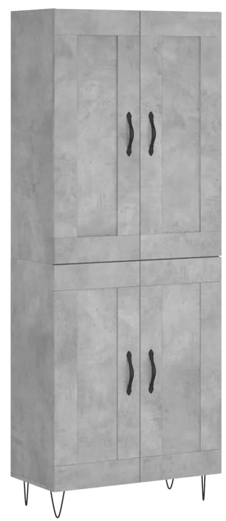 vidaXL Ντουλάπι Γκρι Σκυροδέματος 69,5x34x180 εκ. Επεξεργασμένο Ξύλο
