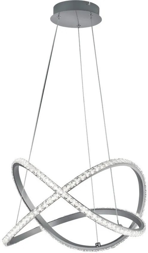 Φωτιστικό Κρεμαστό Ασημί D50xH150cm Led SMD 26w 3000lm Trio Lighting RL Rubin R32021105