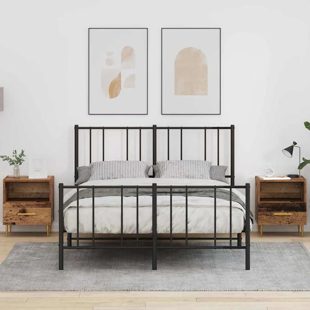 vidaXL Κομοδίνο 2 pcs Παλιό ξύλο 40 x 35 x 47,5 εκ Επεξεργασμένο ξύλο