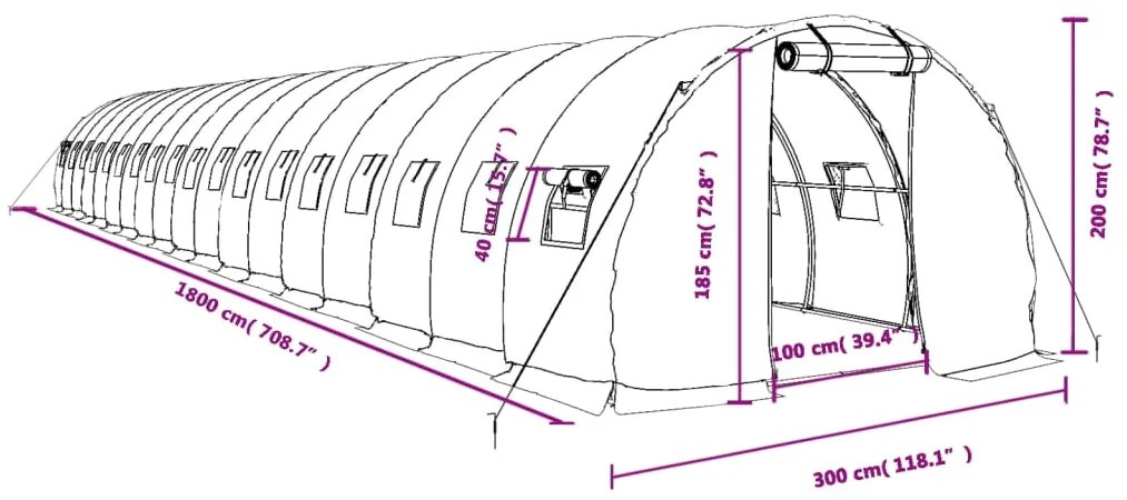 ΘΕΡΜΟΚΗΠΙΟ ΛΕΥΚΟ 54 Μ² 18 X 3 X 2 Μ. ΜΕ ΑΤΣΑΛΙΝΟ ΠΛΑΙΣΙΟ 3188057