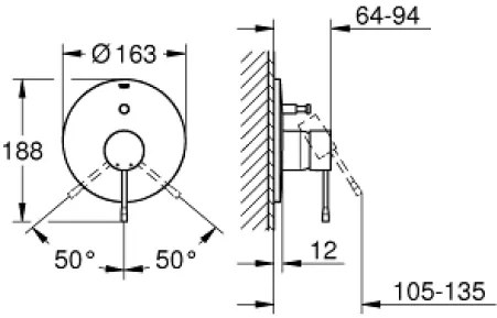 Εξωτερικά μέρη μπαταρίας Grohe Essence New λουτρού-Ashmi Mat-20 x 15,8