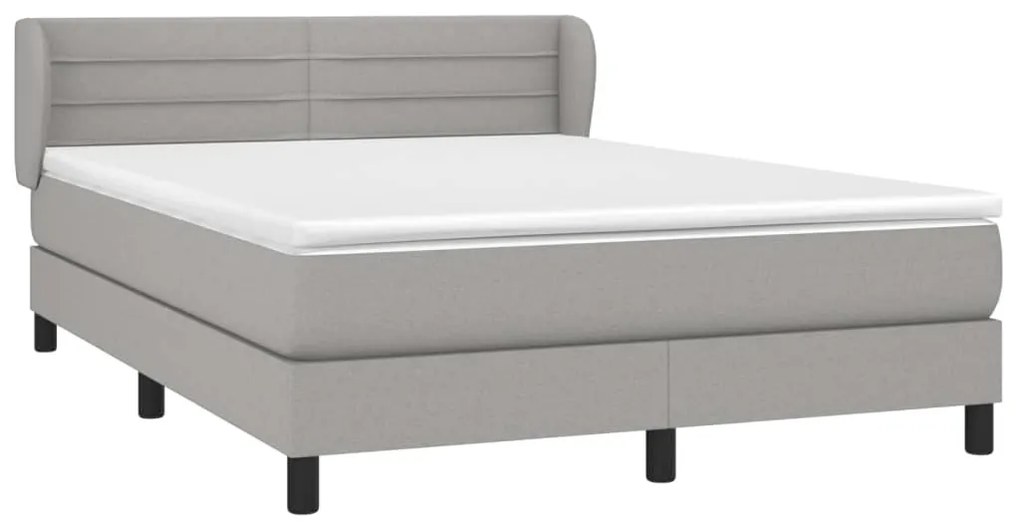 vidaXL Κρεβάτι Boxspring με Στρώμα Ανοιχτό Γκρι 140x200 εκ. Υφασμάτινο