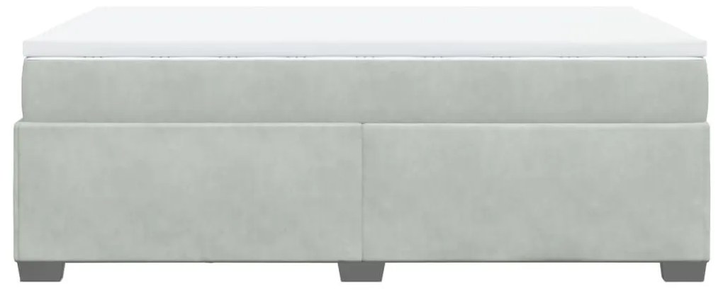 Κρεβάτι Boxspring με Στρώμα Ανοιχτό Γκρι 120x200 εκ. Βελούδινο - Γκρι