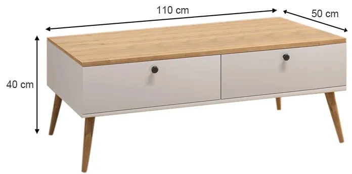 Τραπεζάκι σαλονιού Alis Megapap χρώμα λευκό - oak 110x50x40εκ. - GP022-0088,2