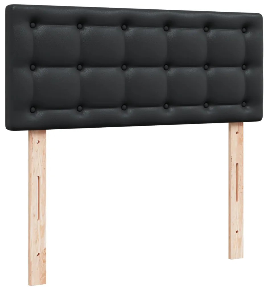 vidaXL Κρεβάτι Boxspring με Στρώμα Μαύρο 120x190εκ.από Συνθετικό Δέρμα