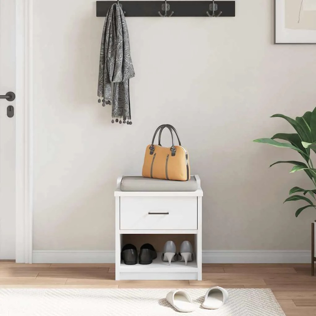 vidaXL Πάγκος διαδρόμου &quot;SANDNES&quot; Λευκό 45x40x50 εκ. Πεύκο μασίφ ξύλο