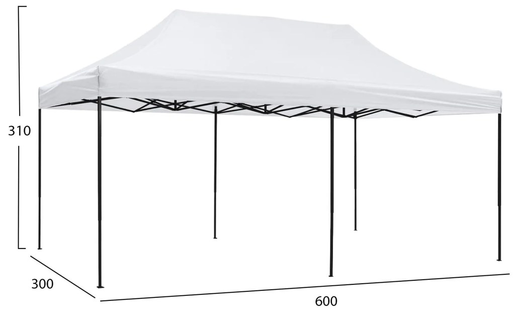 Κιόσκι Gazebo MATTHEW C6312 Πτυσσόμενο Μαύρο Μεταλλικό &amp; Λευκό Ύφασμα 3x6x3,10Yμ.